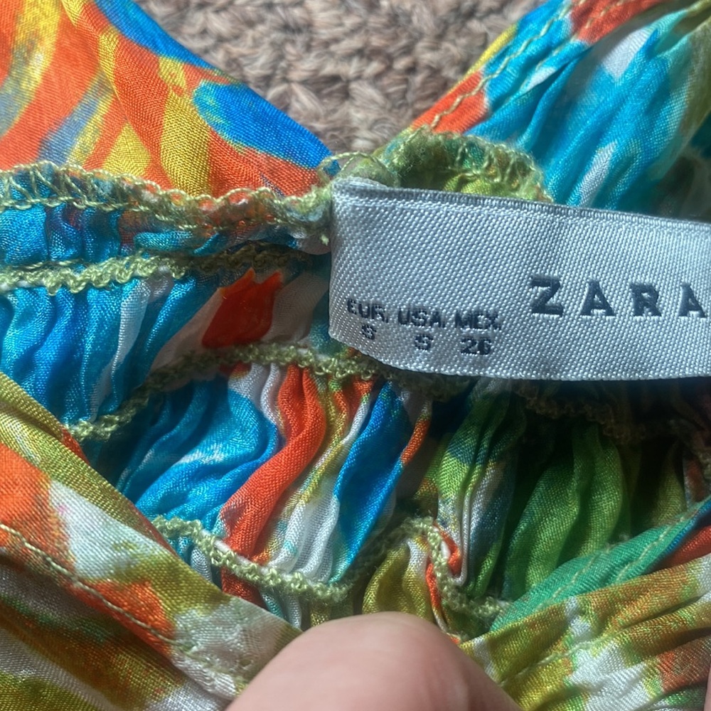 ZARA BASICS multicolored lightweight b neck top with cinched waist detail - Picture 5 of 6